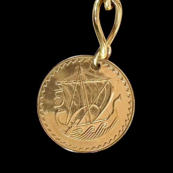 Vintage Chain Belt with coin, Triple Twisted-knotted Bohemian Hippie Gold tone - Picture 7 of 10